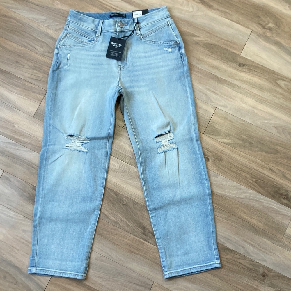 Simply Vera Vera Wang jean boyfriend crop jean distressed w authentic stretch 2 - Picture 12 of 17